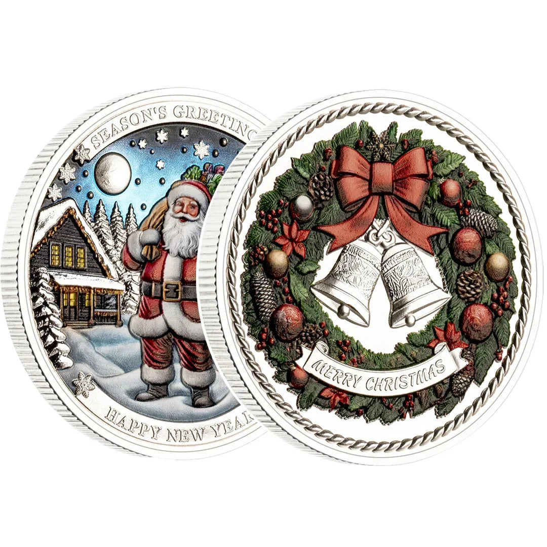 Season's Greetings Merry Christmas Gold Plated Souvenir Coin Happy New Year Xmas Present Collectible Coins