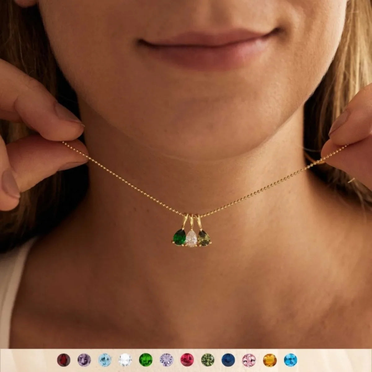 Handmade Diy December Birthstone Pendant Necklace, Fashionable And Simple Ins Series, Suitable For Banquets And Parties