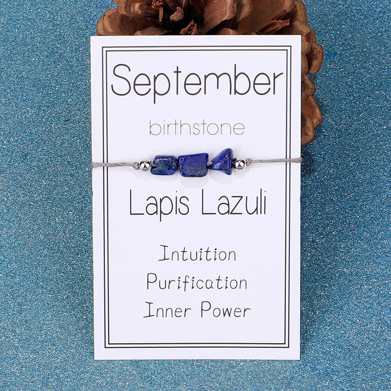 Fashion 12 Constellation Sign Natural Birth Stone Handmade Bracelet for Women Kids Aries Leo Braid Bracelet  Birthday Gift
