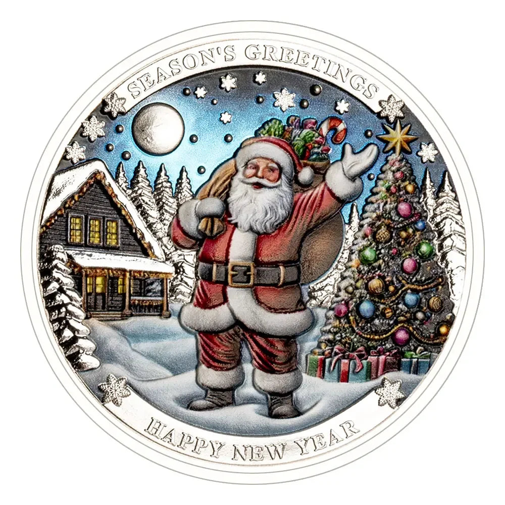 Season's Greetings Merry Christmas Gold Plated Souvenir Coin Happy New Year Xmas Present Collectible Coins