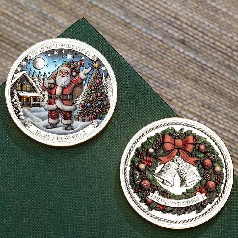 Season's Greetings Merry Christmas Gold Plated Souvenir Coin Happy New Year Xmas Present Collectible Coins