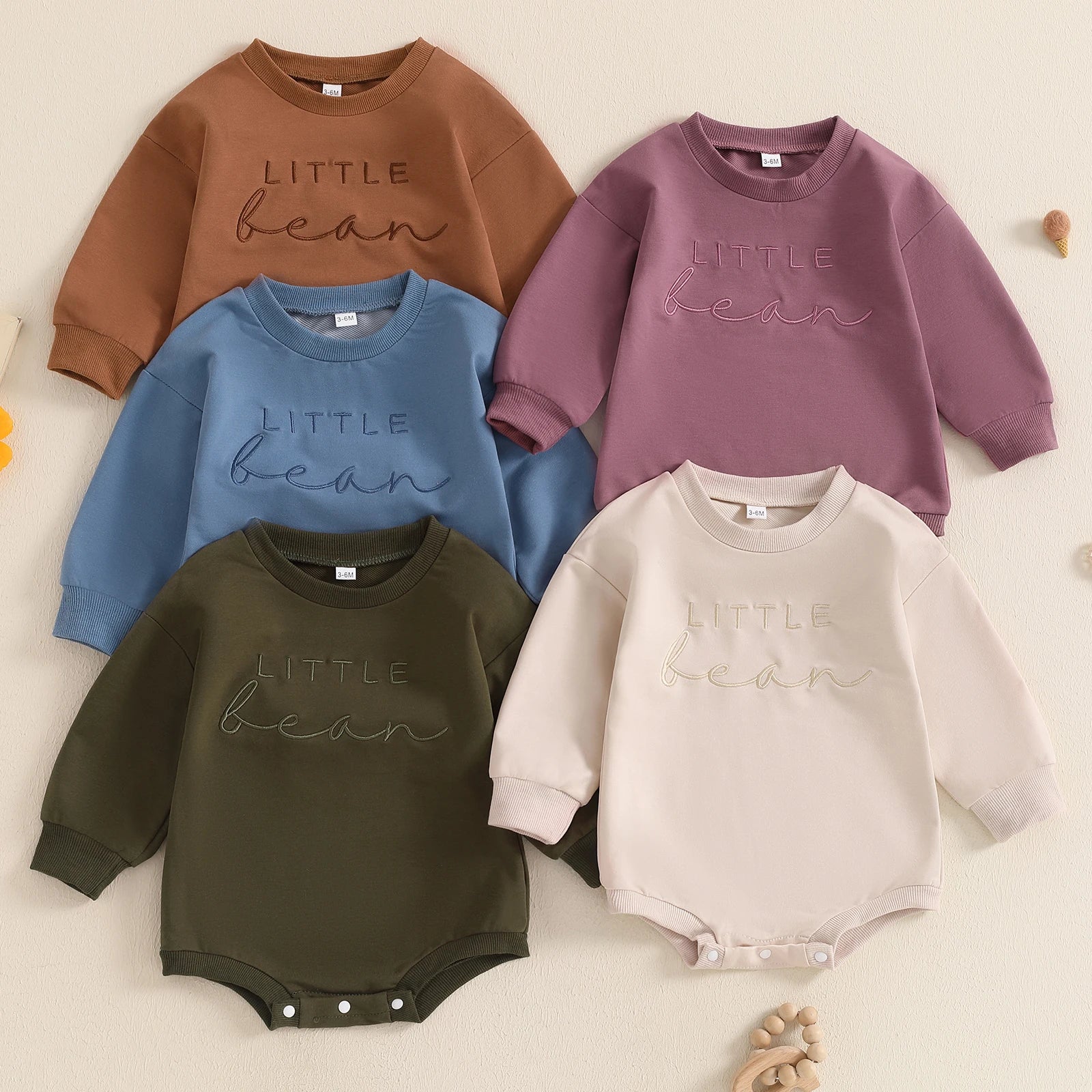 Citgeett Autumn Infant Baby Boys Girls Sweatshirt Bodysuit Letter Embroidery Long Sleeve Playsuit Fall Clothes