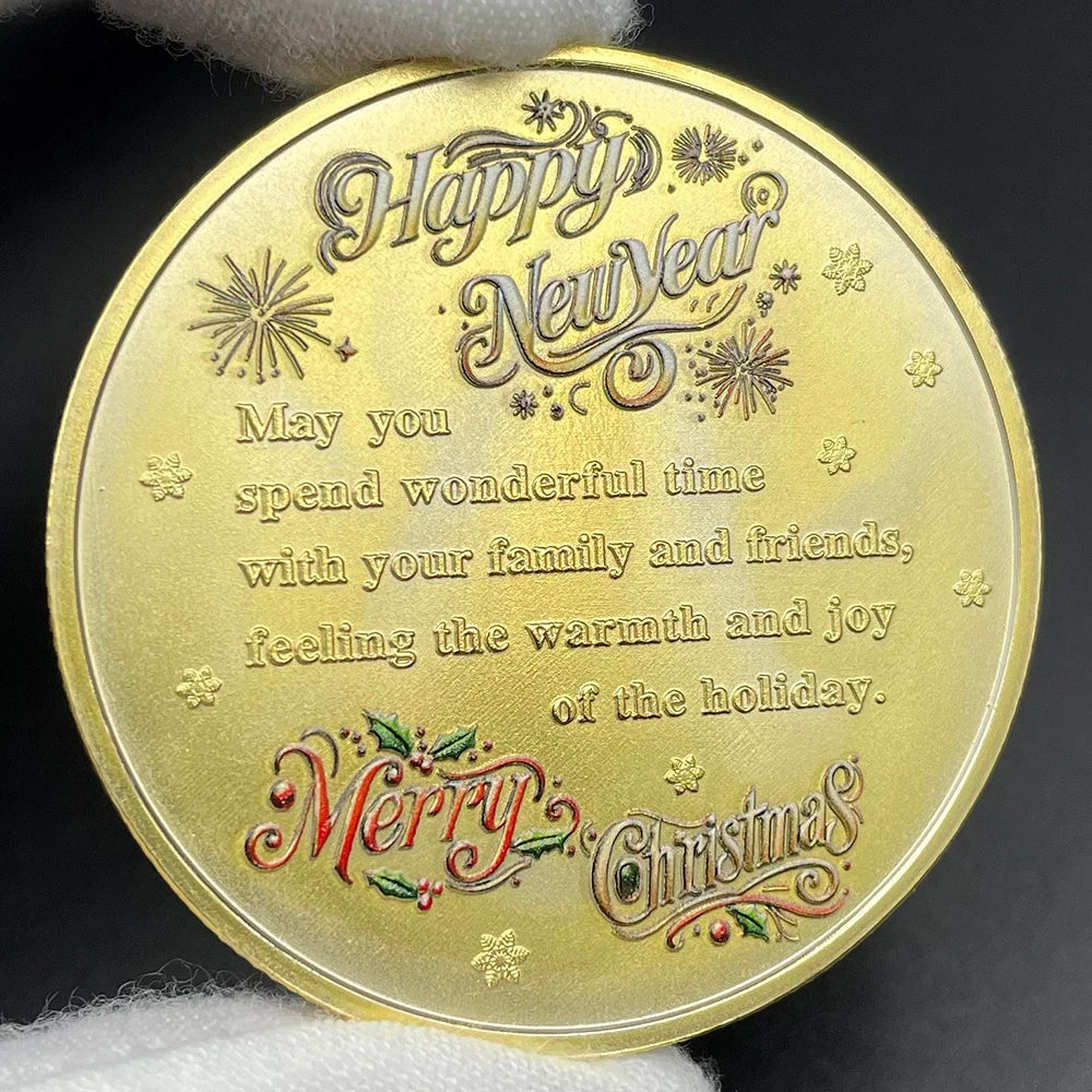 Christmas Tree Lucky Coin 2025 Happy New Year Commemorative Medal Spend Wonderful Time with Family and Friends Challenge Coin