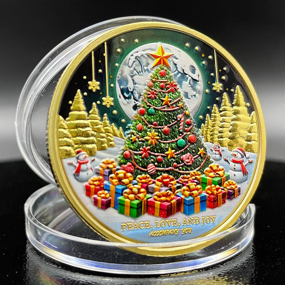 Christmas Tree Lucky Coin 2025 Happy New Year Commemorative Medal Spend Wonderful Time with Family and Friends Challenge Coin