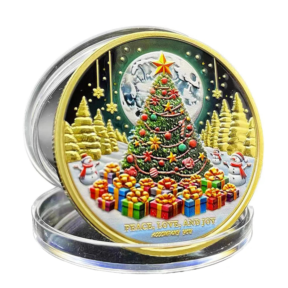 Christmas Tree Lucky Coin 2025 Happy New Year Commemorative Medal Spend Wonderful Time with Family and Friends Challenge Coin