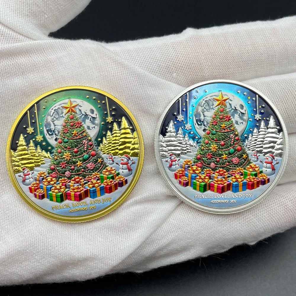 Christmas Tree Lucky Coin 2025 Happy New Year Commemorative Medal Spend Wonderful Time with Family and Friends Challenge Coin