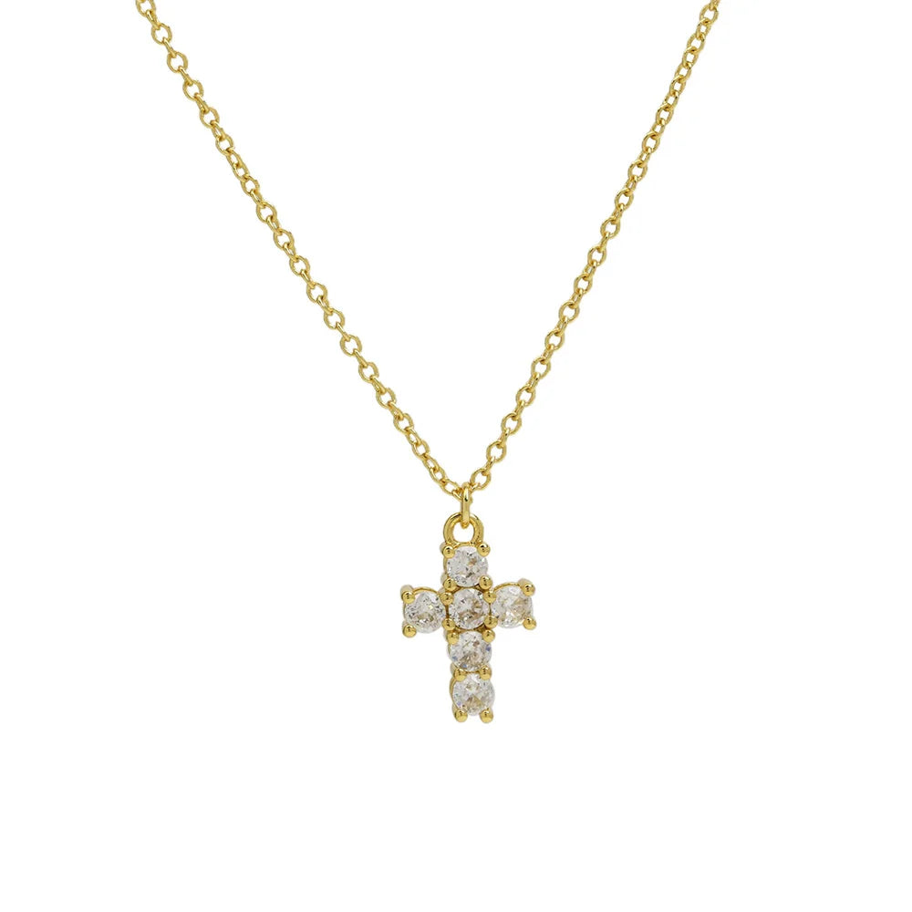 12 Birthstone Cross Pendant Clavicle Chains Necklaces For Women Blue Red Green Pink Zircon Choker Christmas Day Jewelry Gifts