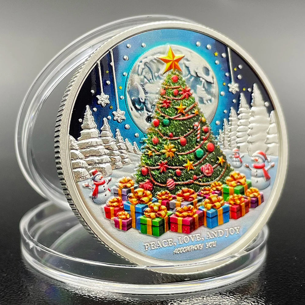 Christmas Tree Lucky Coin 2025 Happy New Year Commemorative Medal Spend Wonderful Time with Family and Friends Challenge Coin