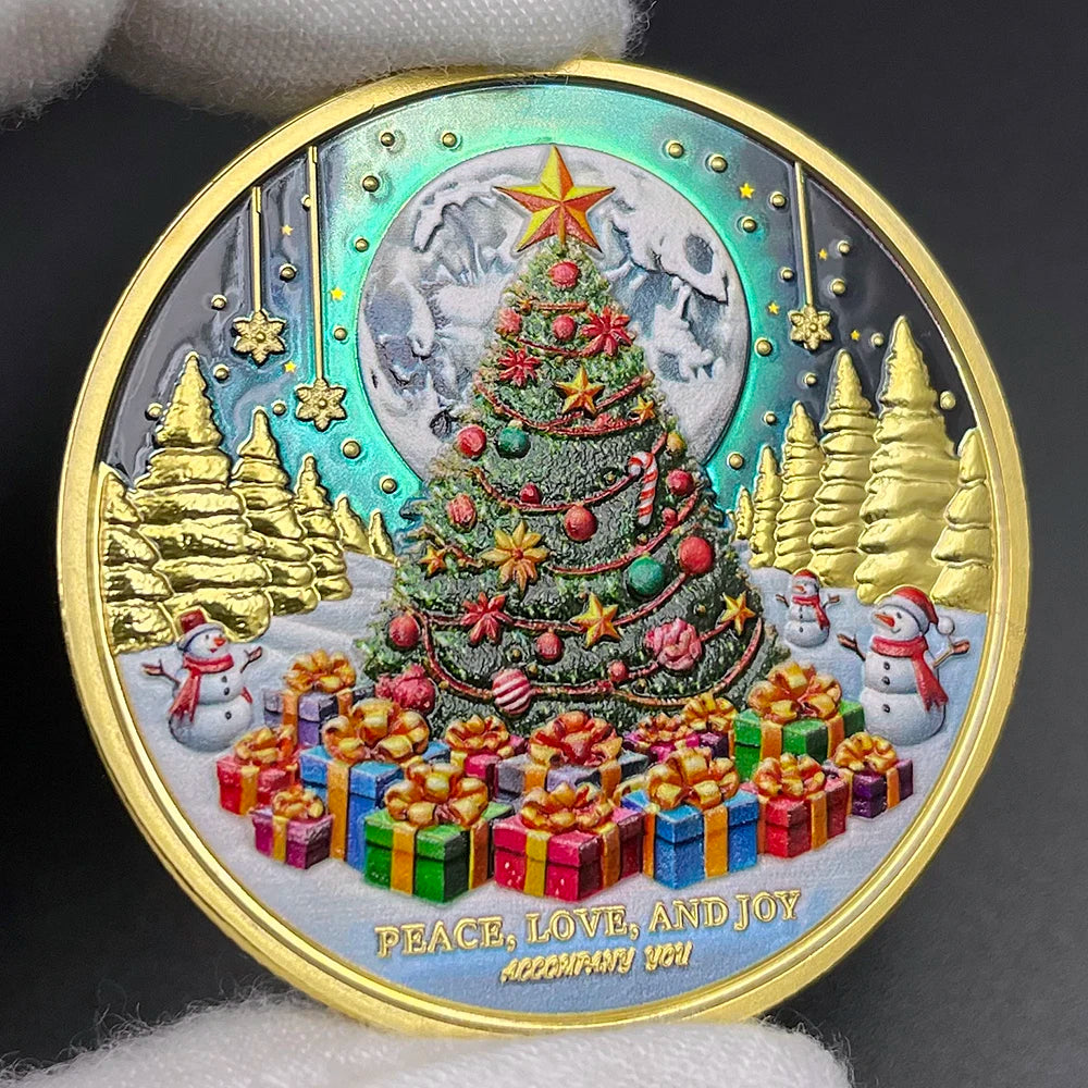 Christmas Tree Lucky Coin 2025 Happy New Year Commemorative Medal Spend Wonderful Time with Family and Friends Challenge Coin