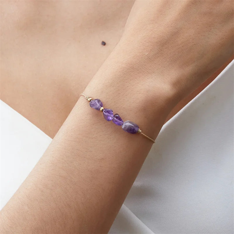 Fashion 12 Constellation Sign Natural Birth Stone Handmade Bracelet for Women Kids Aries Leo Braid Bracelet  Birthday Gift