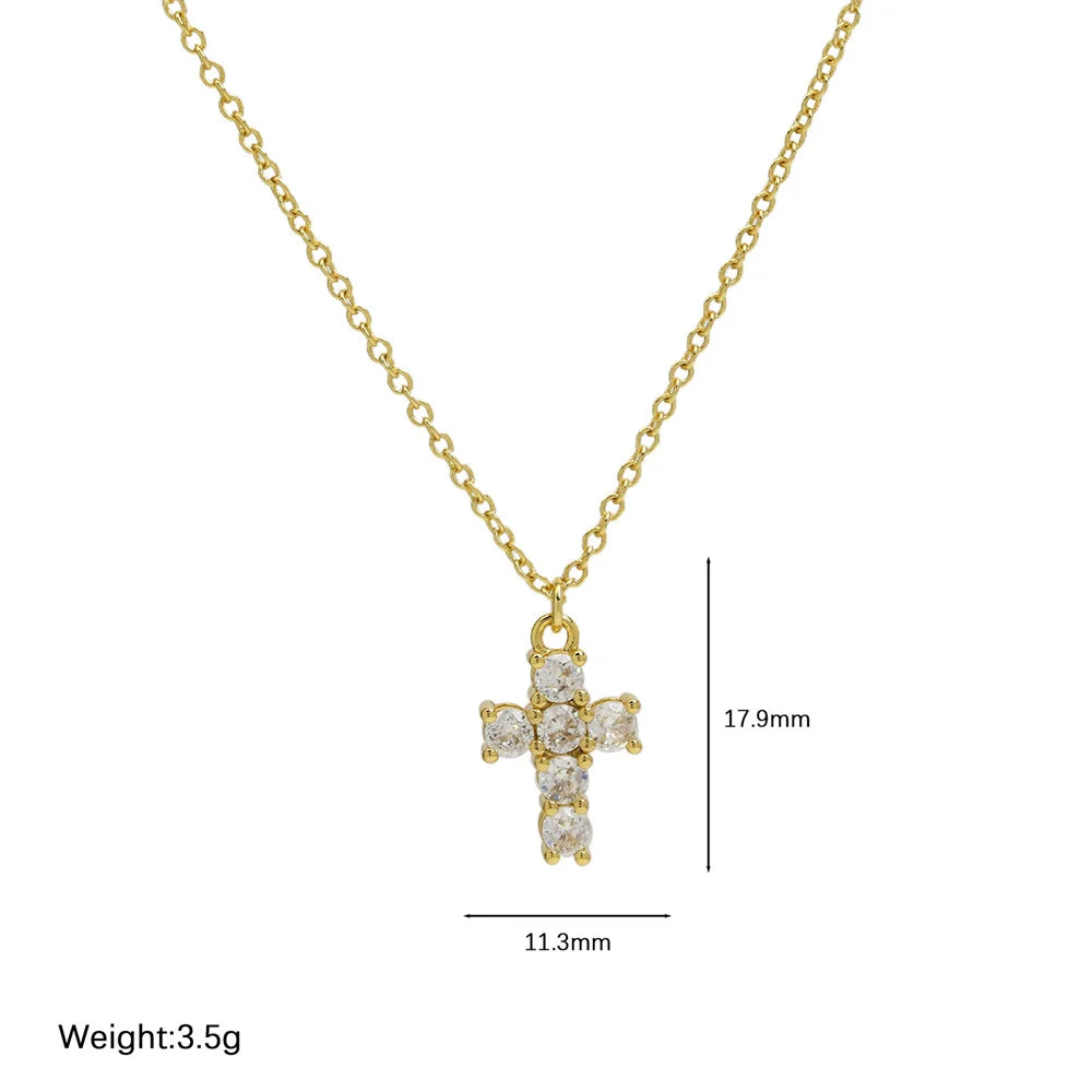 12 Birthstone Cross Pendant Clavicle Chains Necklaces For Women Blue Red Green Pink Zircon Choker Christmas Day Jewelry Gifts
