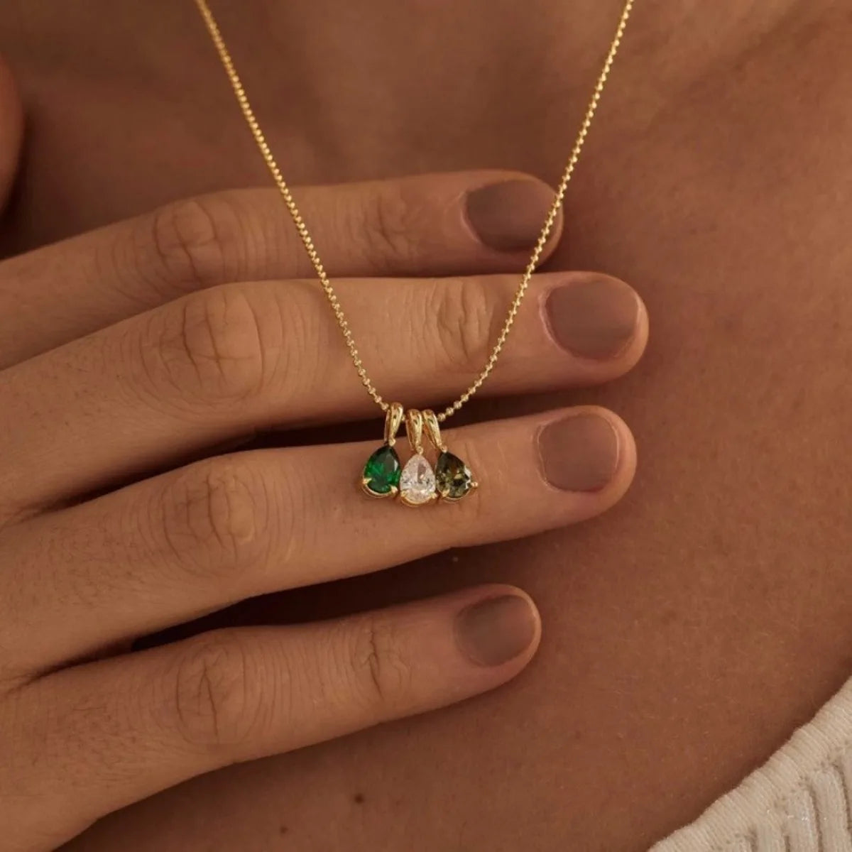 Handmade Diy December Birthstone Pendant Necklace, Fashionable And Simple Ins Series, Suitable For Banquets And Parties