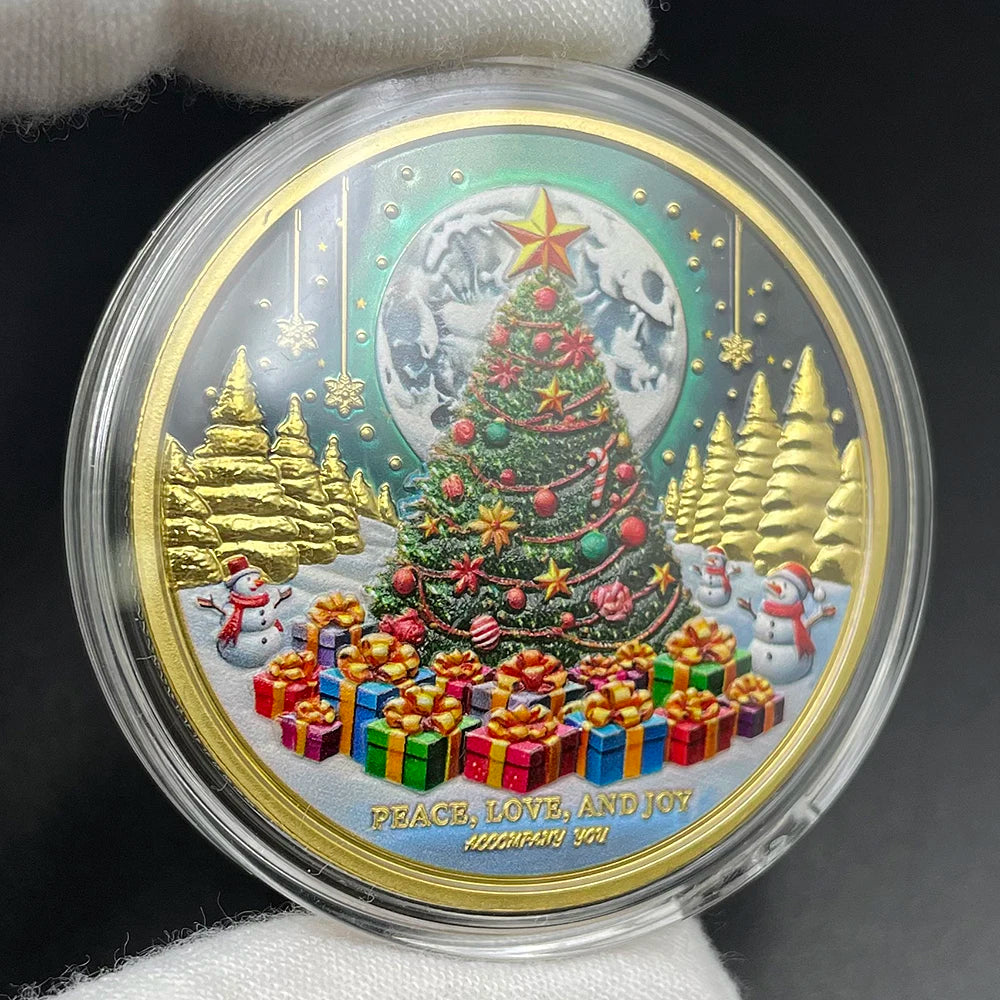 Christmas Tree Lucky Coin 2025 Happy New Year Commemorative Medal Spend Wonderful Time with Family and Friends Challenge Coin