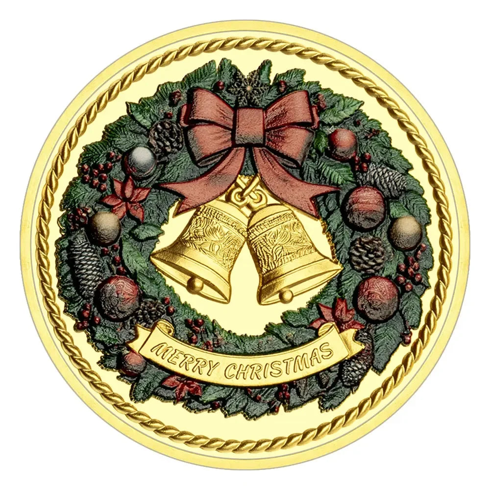 Season's Greetings Merry Christmas Gold Plated Souvenir Coin Happy New Year Xmas Present Collectible Coins