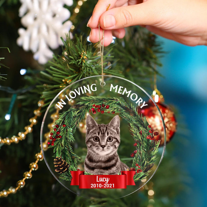 Personalized Memorial Christmas Photo Ornament, in Loving Memory Acrylic Custom Christmas Ornament 2025 Memorial Ornaments for Loss of Loved Ones Xmas Sympathy Ornament (3x3 inches)